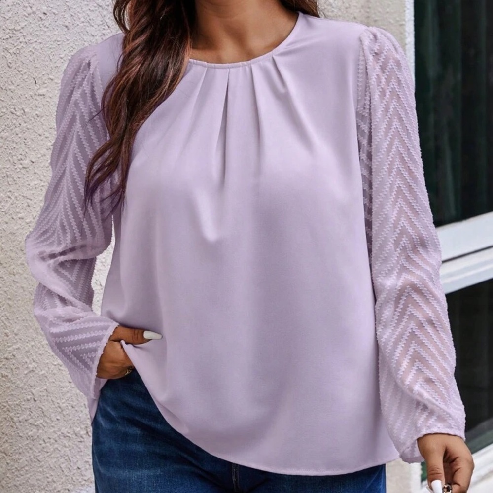 SHEIN Purple Long Sleeve Relaxed Blouse